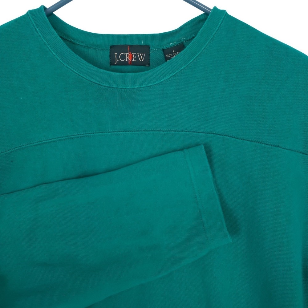 J. Crew Long Sleeve Red Oarsman T-Shirt Mens Large Green Jersey Yoke Cotton READ